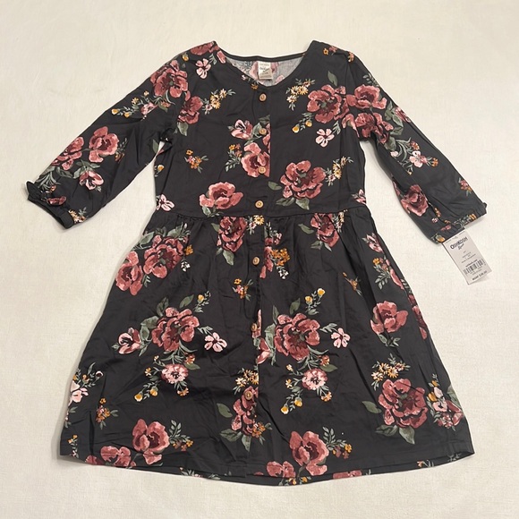 OshKosh B'gosh Other - NWT Cute OshKosh B'gosh Gray Pink Floral Button Dress Girls